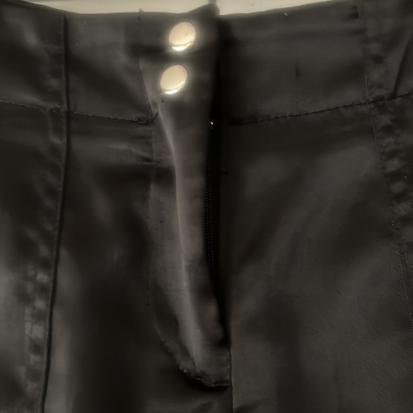 Black, satin cropped pants. - Picture 2 of 10